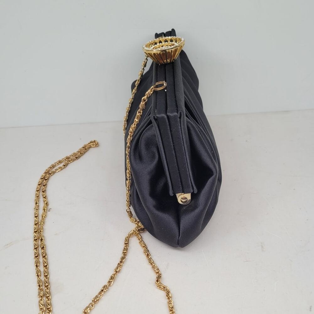 Kate Landry Satin Evening Clutch Rhinestone Glam Bridalcore Purse - Picture 10 of 13